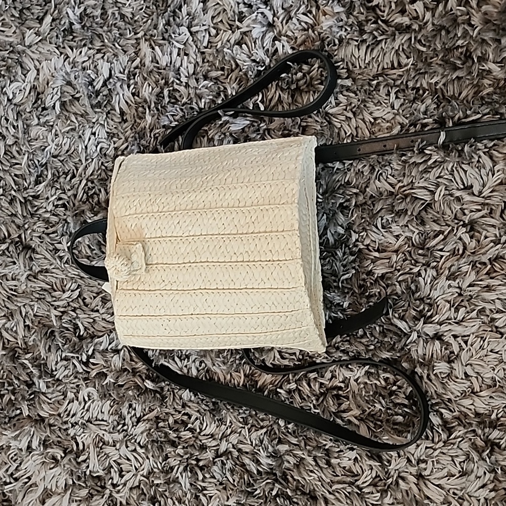 NEW Natural Straw Basket Vegan Leather Backpack